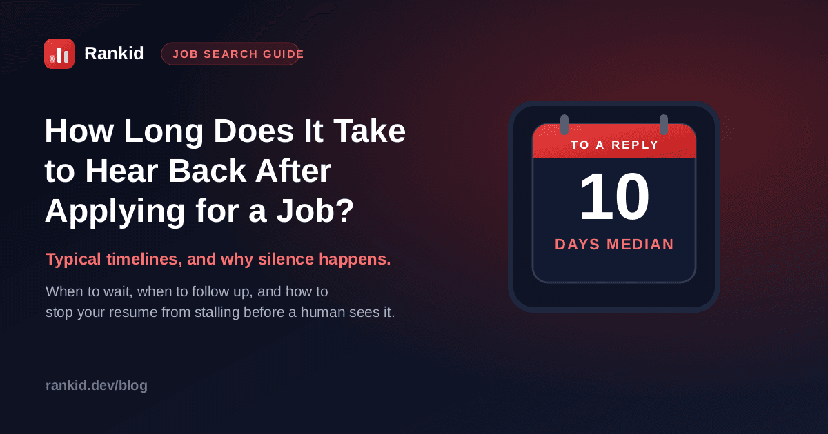 How long does it take to hear back after applying for a job: a calendar showing a median of 10 days to a first reply